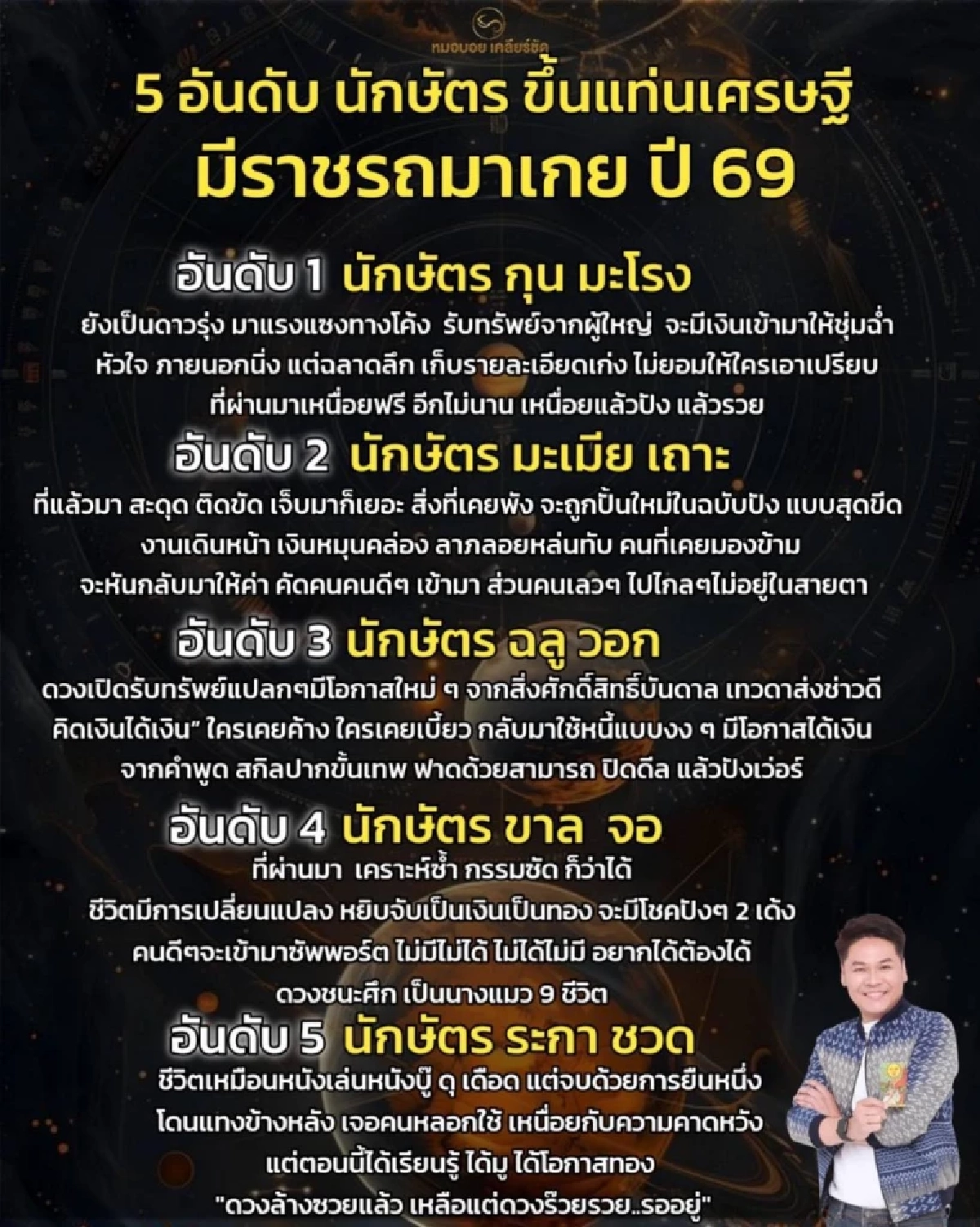 เคาะ 5 อันดับนักษัตร ดวงรับทรัพย์ เงินฉ่ำ ขึ้นแท่นเศรษฐีปี 2569