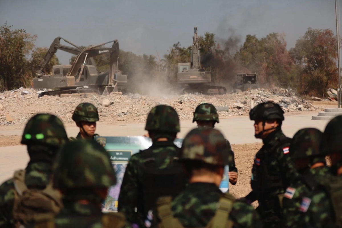 หน่วยทหารช่างเฉพาะกิจ ช.1 รื้อถอนสิ่งปลูกสร้าง ล้ำอธิปไตยฯ