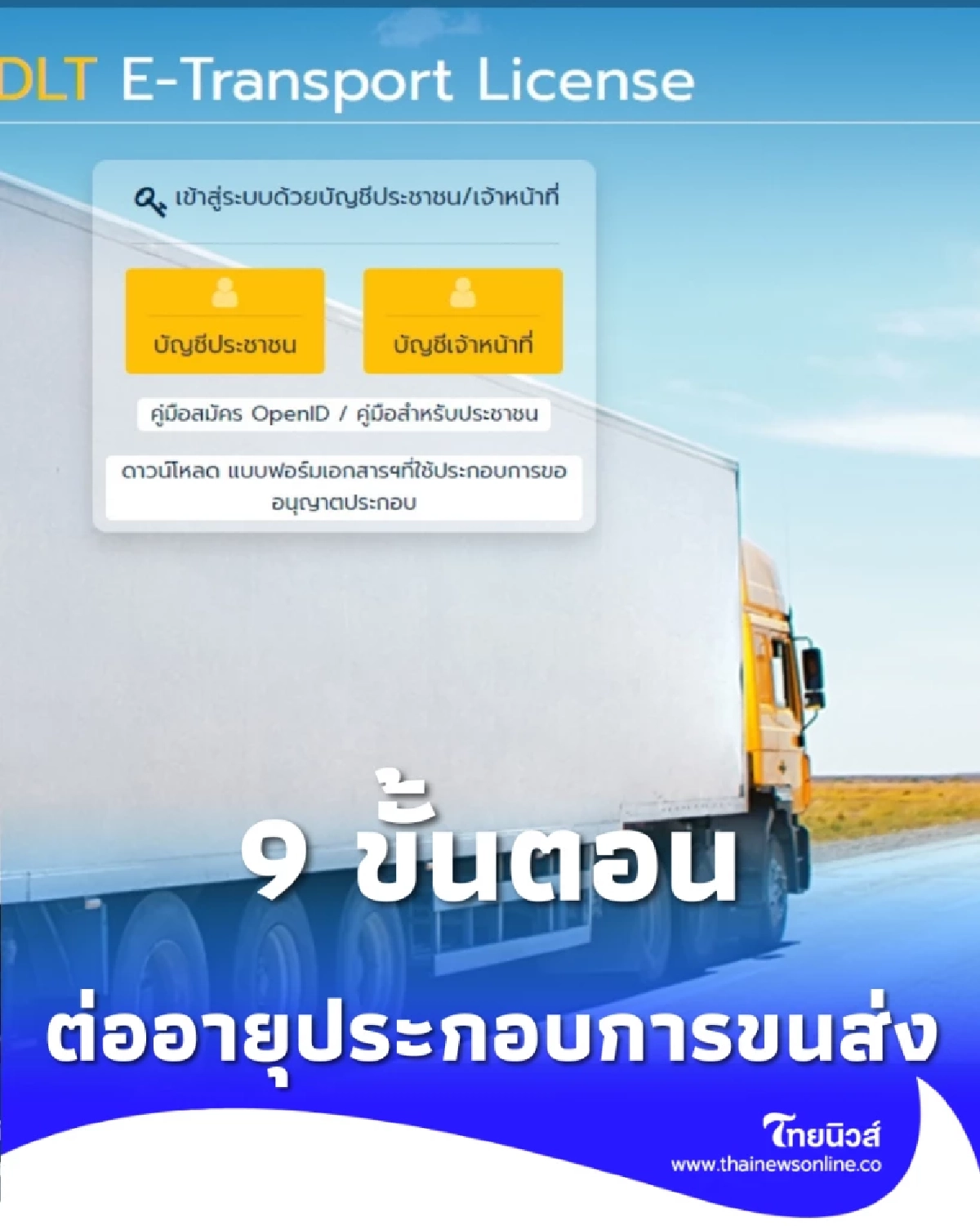 เปิด 9 ขั้นตอนขอรับและต่อใบอนุญาตขนส่ง ผ่านแอปฯ ทางรัฐ