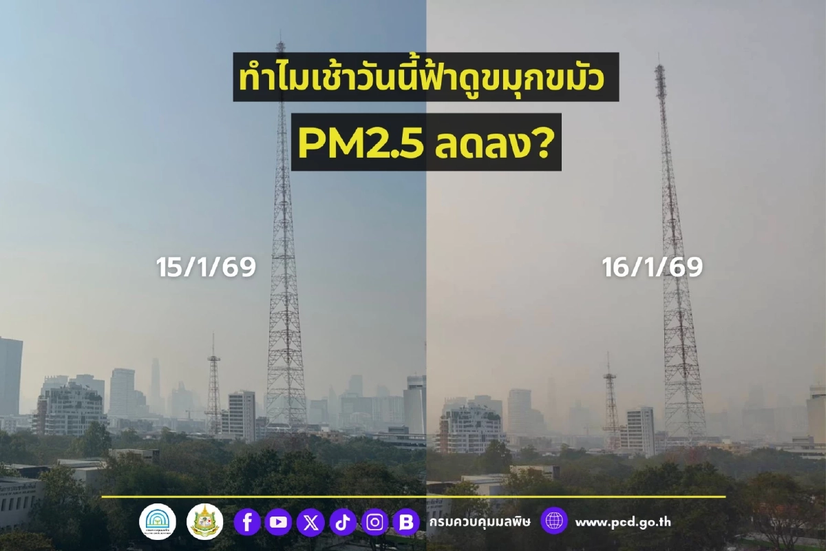 กรมควบคุมมลพิษ เปิดสาเหตุท้องฟ้าดูขมุกขมัว ทั้งที่ค่า PM2.5 ลดลง