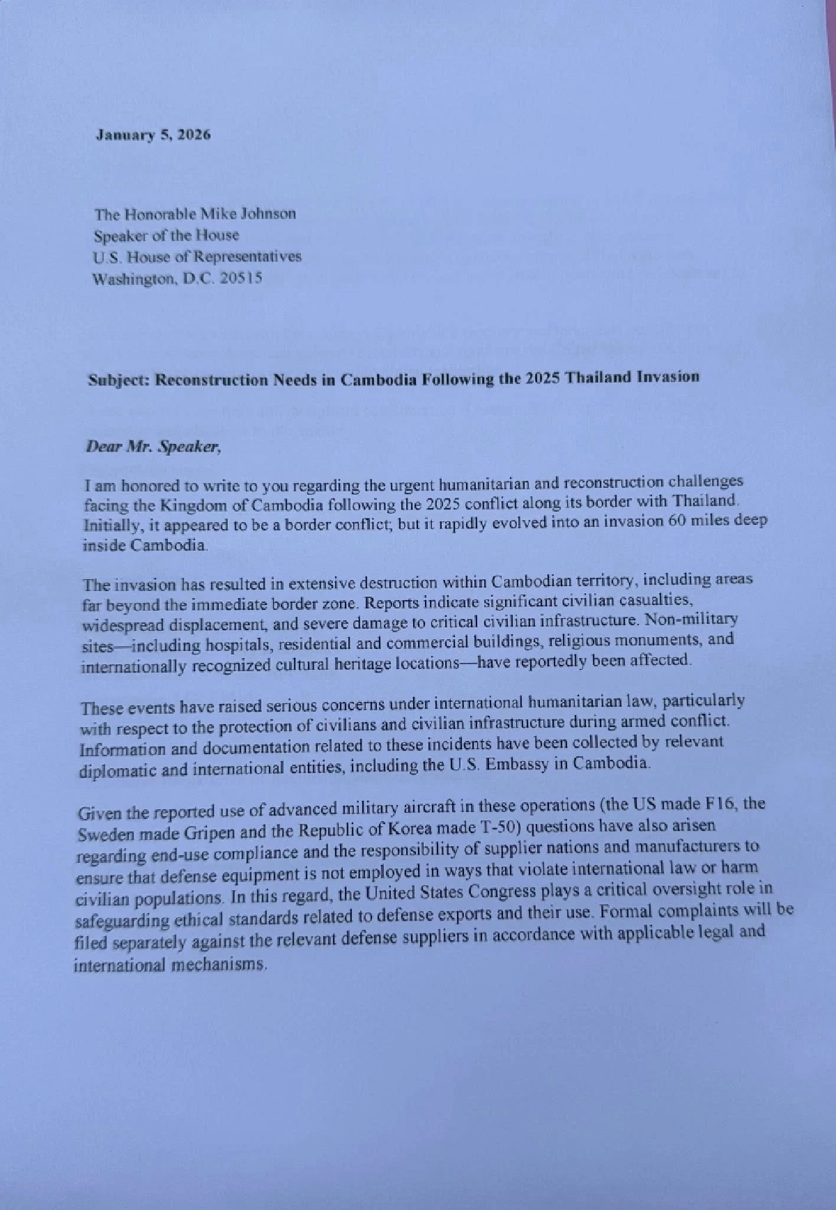 ร้องสหรัฐฯ สอบไทยปมรุกรานกัมพูชา ประเมินฟื้นฟูพุ่ง 300,000 ล้านดอลลาร์