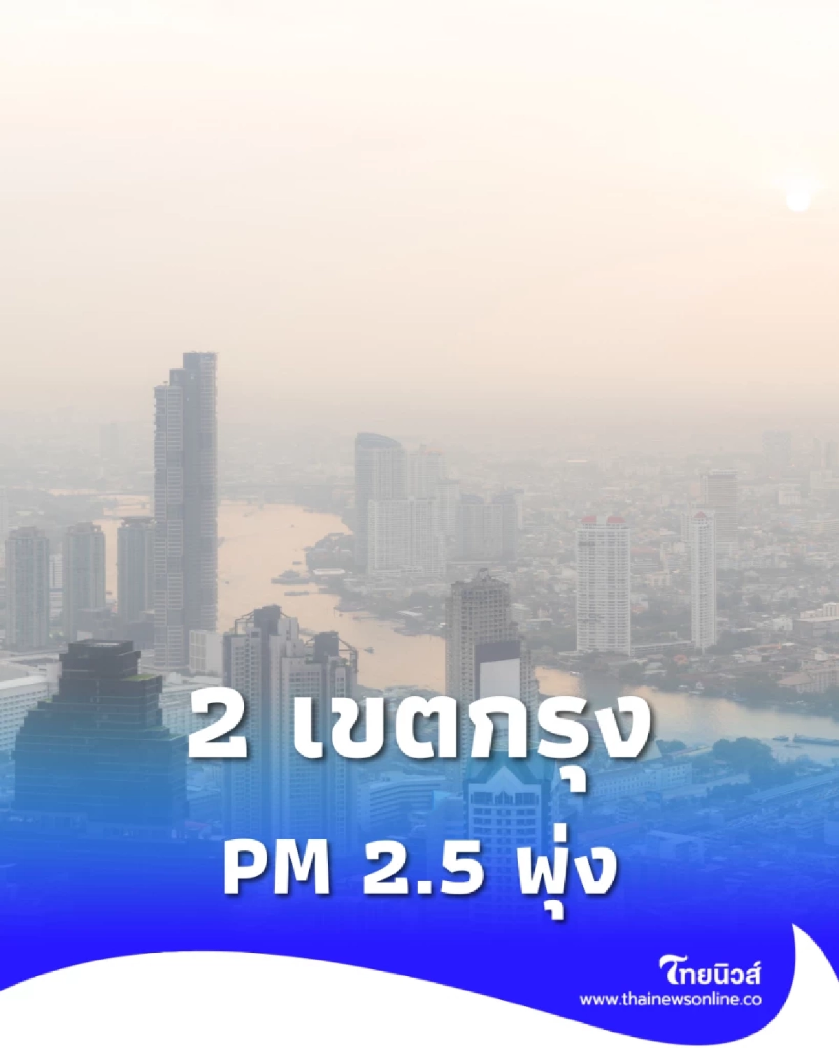 เช็กด่วน! 2 เขตกรุงสีส้ม ฝุ่นพิษ PM 2.5 พุ่งรับเช้าวันจันทร์