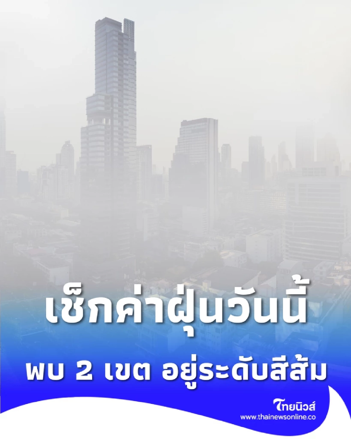 เช็กค่าฝุ่นวันนี้ พบ 2 เขต อยู่ระดับสีส้ม มีผลต่อสุขภาพ