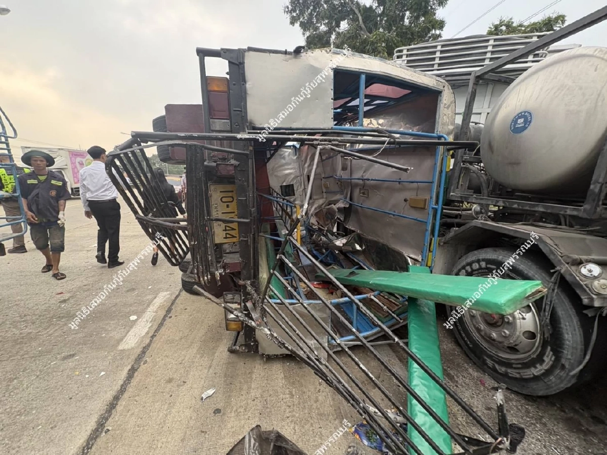 รายชื่อนักเรียนที่บาดเจ็บ เหตุรถรับส่งชน 3 คัน สภาพรถแทบดูไม่ได้