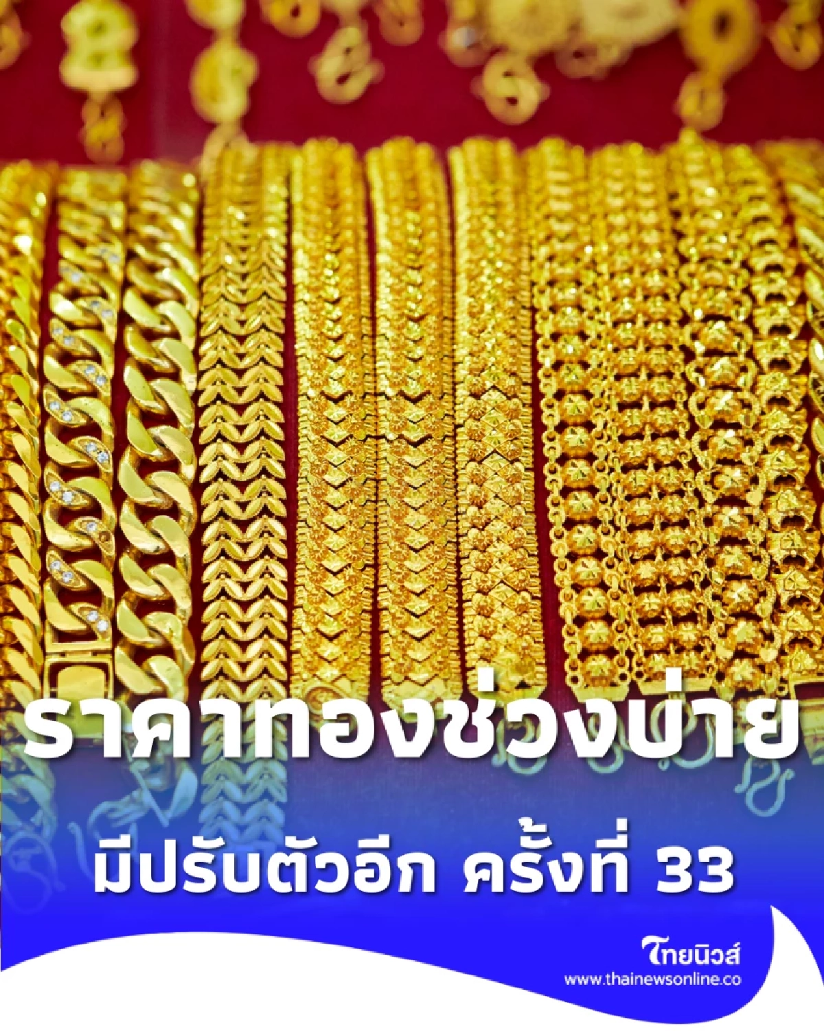 อัปเดตราคาทองช่วงบ่าย 3 ก.พ. 69 ราคาทองมีปรับตัวอีก ครั้งที่ 33