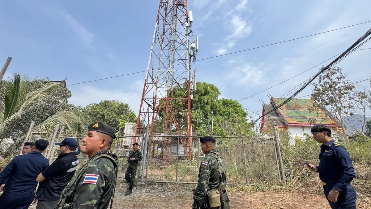 ทลายเสาสัญญาณเถื่อนชายแดนกาญจน์! ฉก.ลาดหญ้า ผนึกกำลัง กสทช.