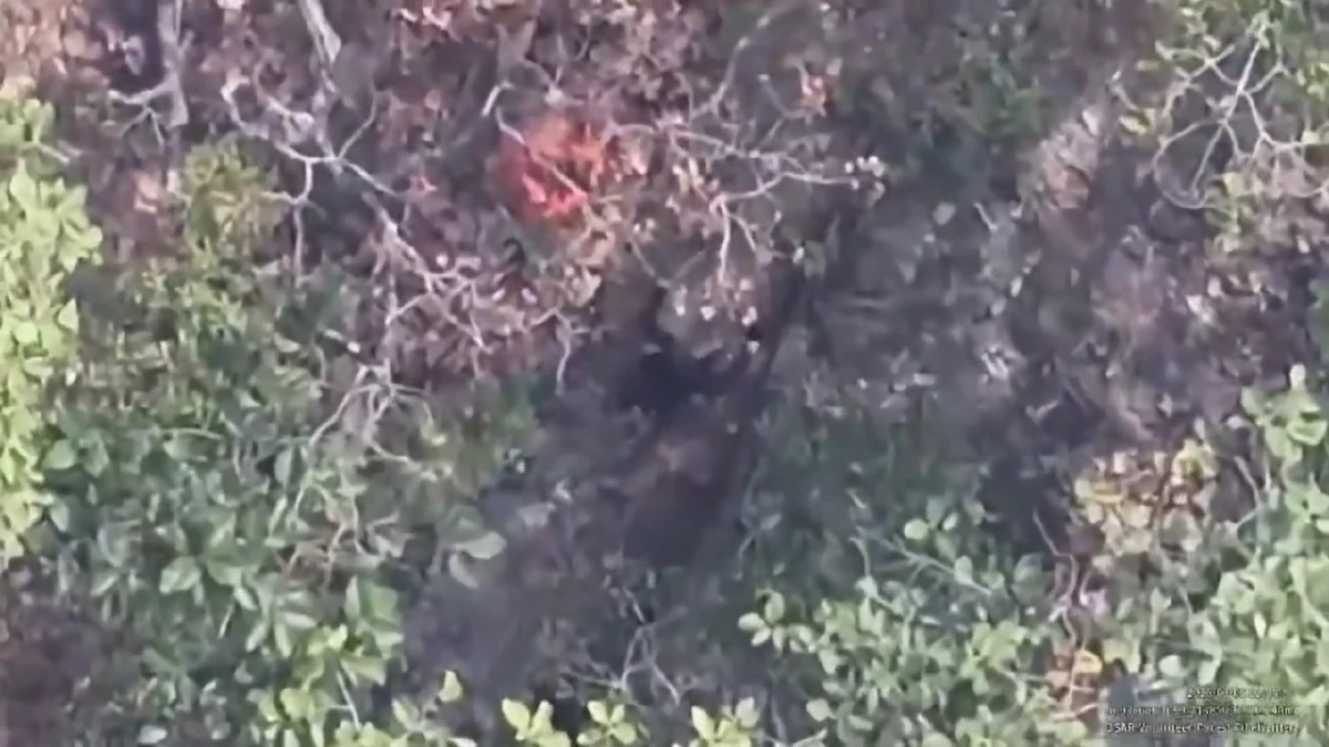 โดรนแฉภาพชายชุดดำลอบเผาป่าดอยสะเก็ด จนท.ระดมกำลังไล่ล่า