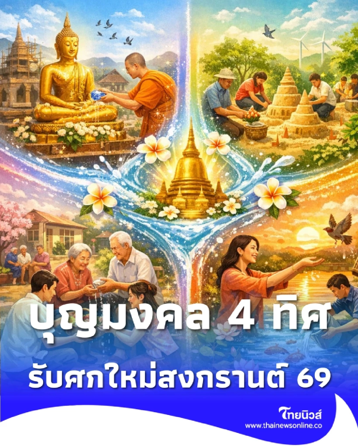 บุญมงคล 4 ทิศ สงกรานต์ 69 แปรหยาดน้ำใจ สู่มหากุศลเพื่อแผ่นดิน