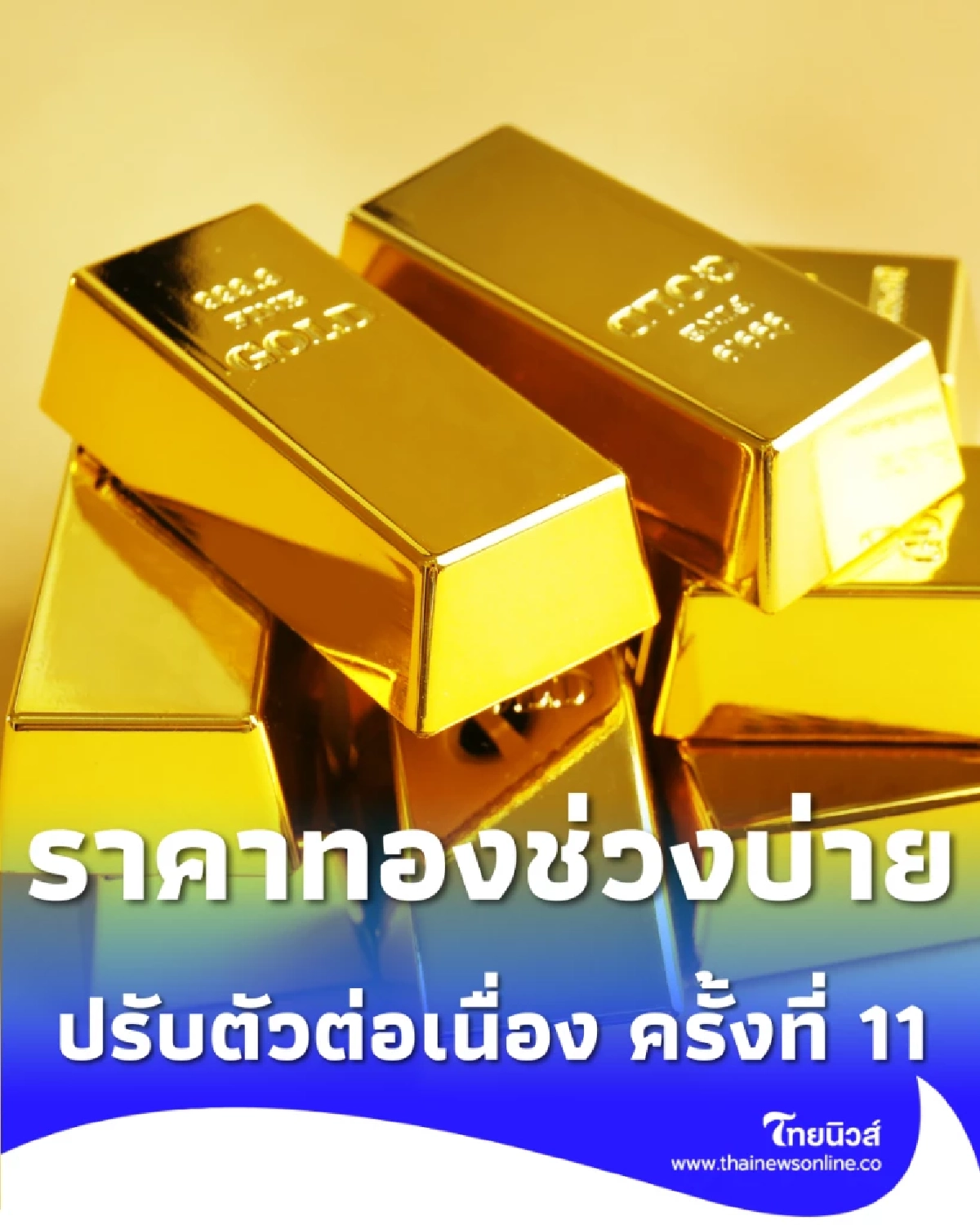 อัปเดตราคาทองช่วงบ่าย 16 มี.ค. 69 ราคาทองวันนี้ยังคงปรับตัวต่อเนื่อง ครั้งที่ 11