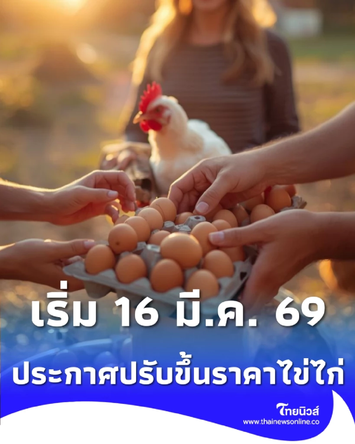 อากาศร้อนจัดทำพิษ ไข่ไก่จ่อขึ้นราคาแผงละ 6 บาท เริ่ม 16 มี.ค. นี้