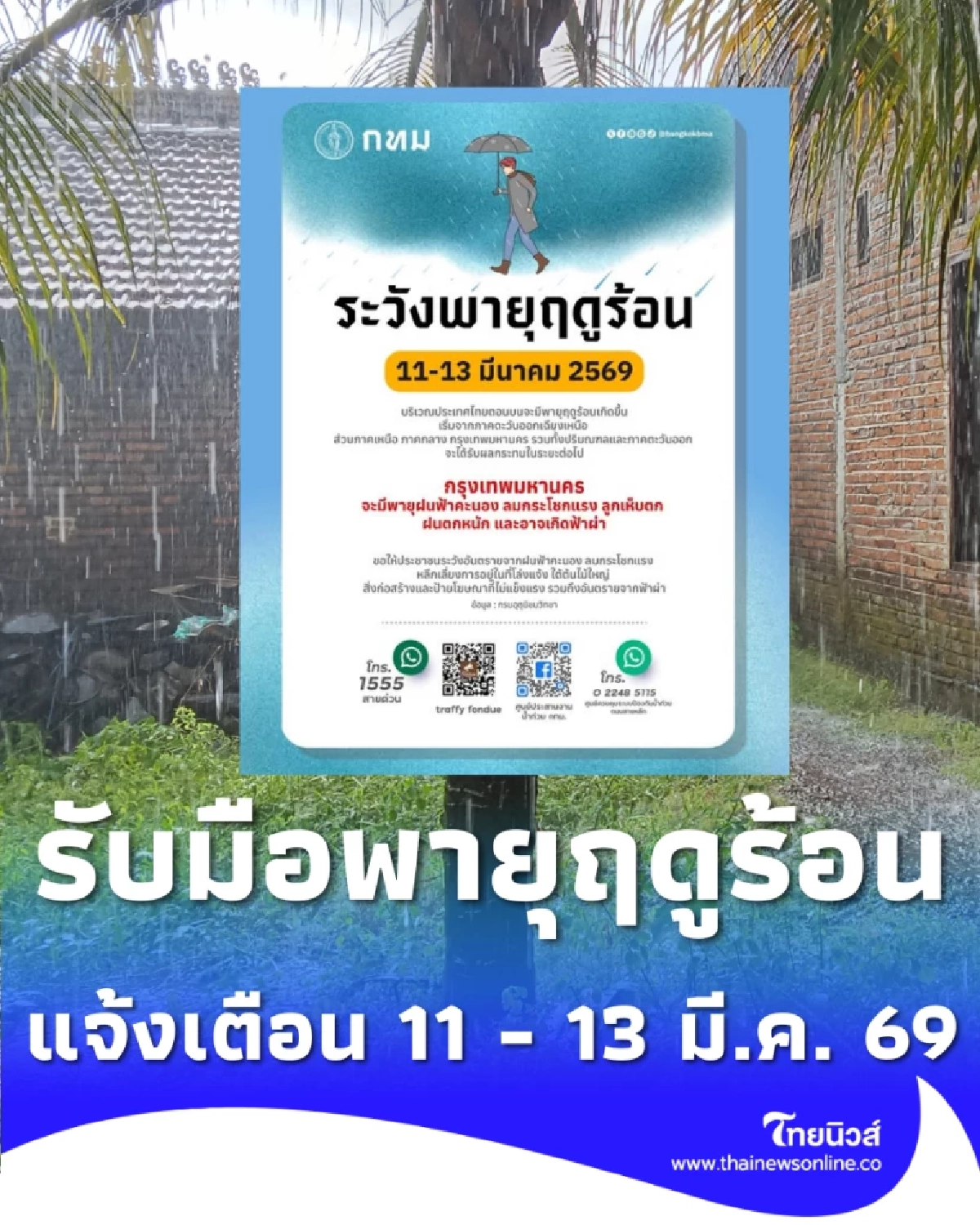 กทม. และ ภาคอีสาน เตรียมรับมือพายุฤดูร้อน 11-13 มี.ค.