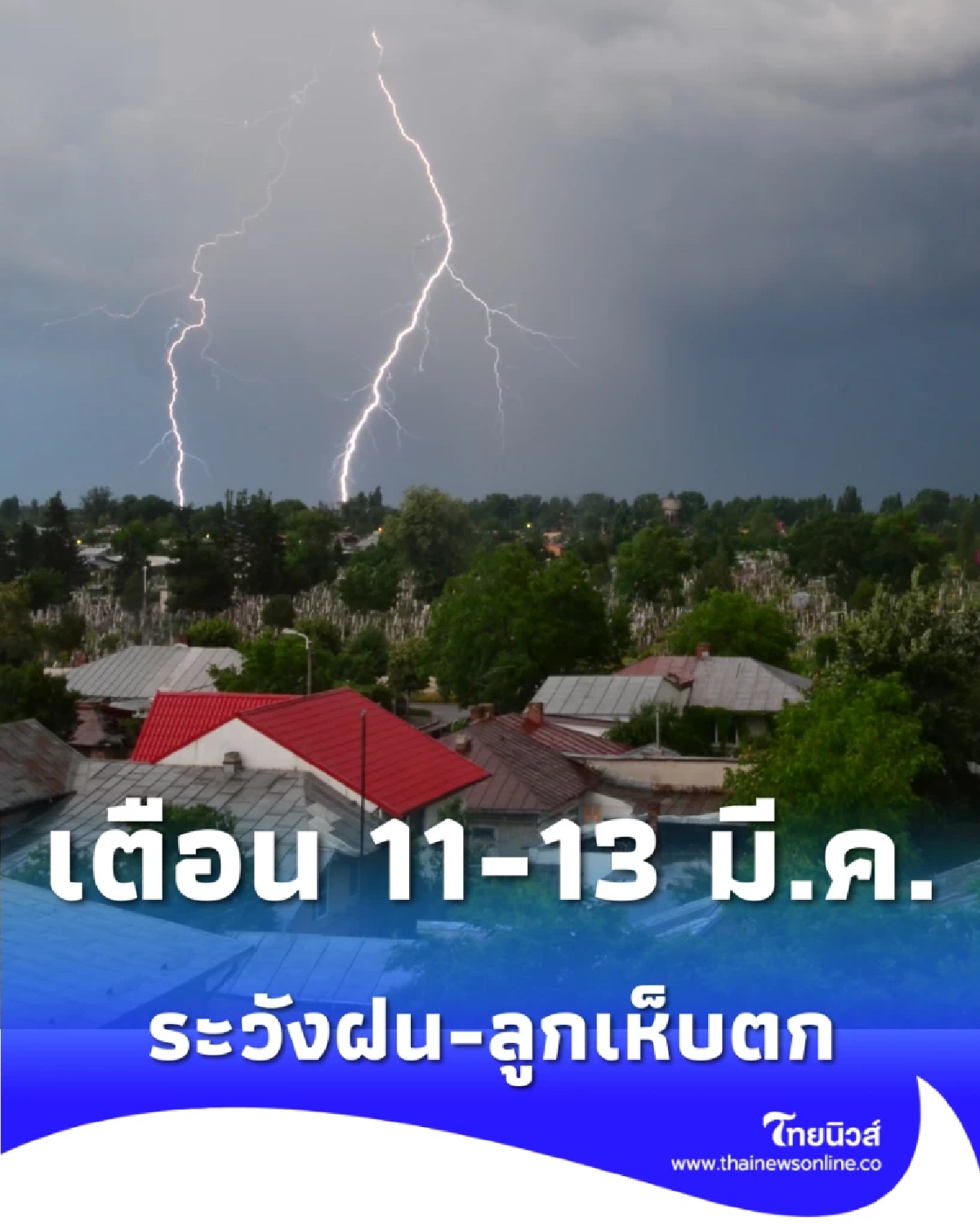 เตือน 11-13 มี.ค. พายุฤดูร้อน เหนือโดนก่อน ระวังฝน-ลูกเห็บตก