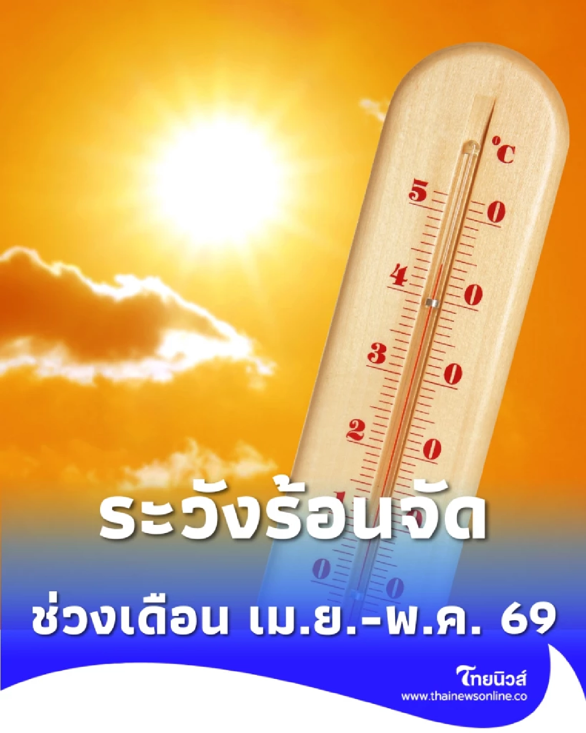 กรมอนามัยเตือน เม.ย.-พ.ค. ดัชนีความร้อนพุ่งระดับอันตรายมาก 