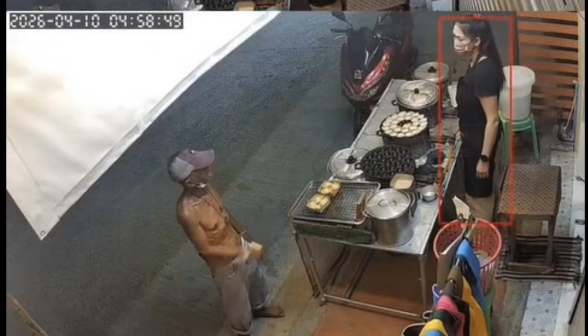 ชายเร่ร่อนเมาสารระเหยใช้มีดขู่แม่ค้าขนมครกกลางเมืองกาญจน์