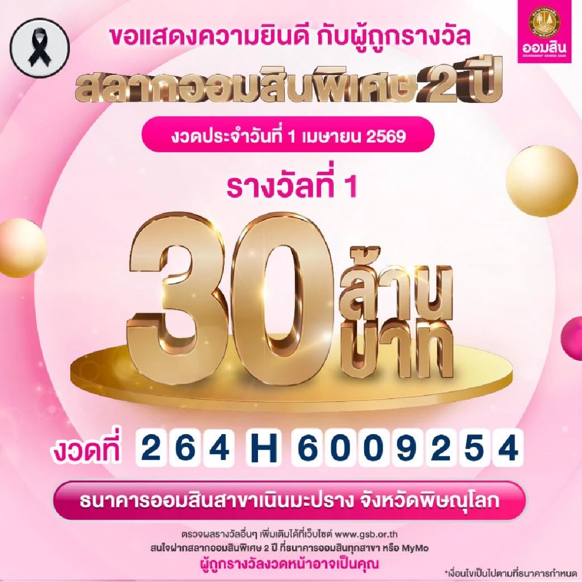 สลากออมสิน แตก 30 ล้าน ยินดีเศรษฐีป้ายแดง รับทรัพย์ก้อนใหญ่