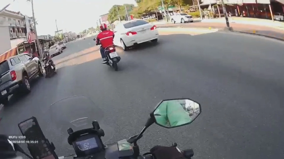 นาทีชีวิตบีเกิ้ลวิ่งตัดหน้าถนน 5 เลน ไรเดอร์ใจหล่อช่วยหวิดดับ