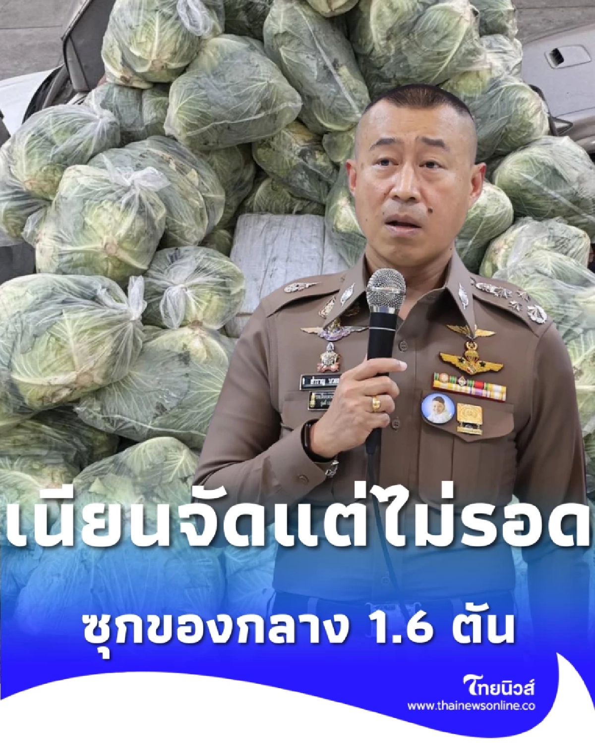 เนียนจัดแต่ไม่รอด ตำรวจนครบาล สกัดกระบะขนผักซุกของกลาง 1.6 ตัน