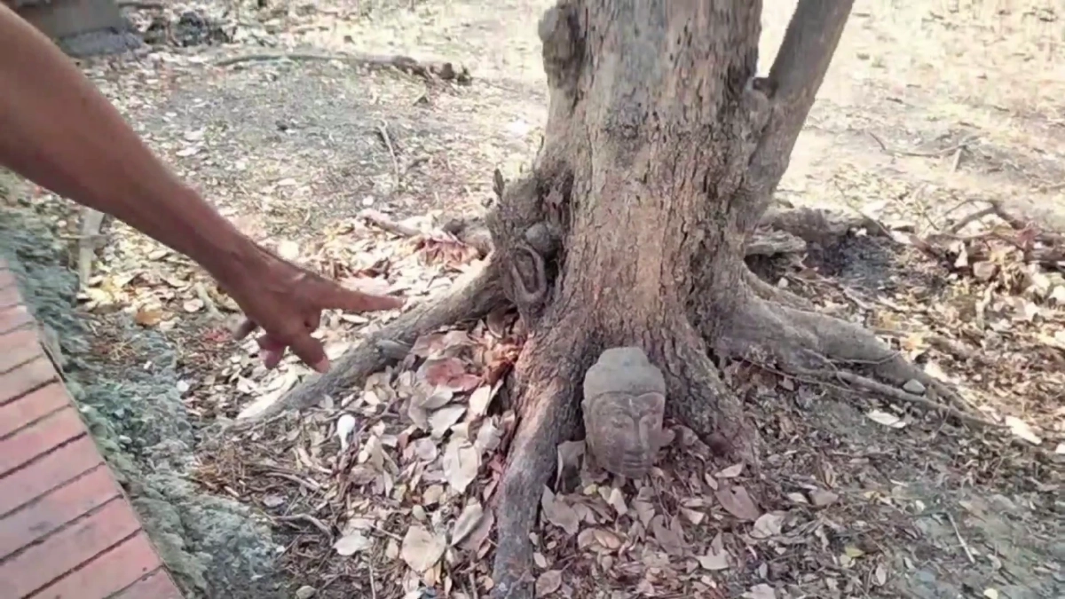 พบเศียรพระโบราณ 100 ปีถูกตัดทิ้งหลังวัดมหาธาตุ คาดคนร้ายเจอดี