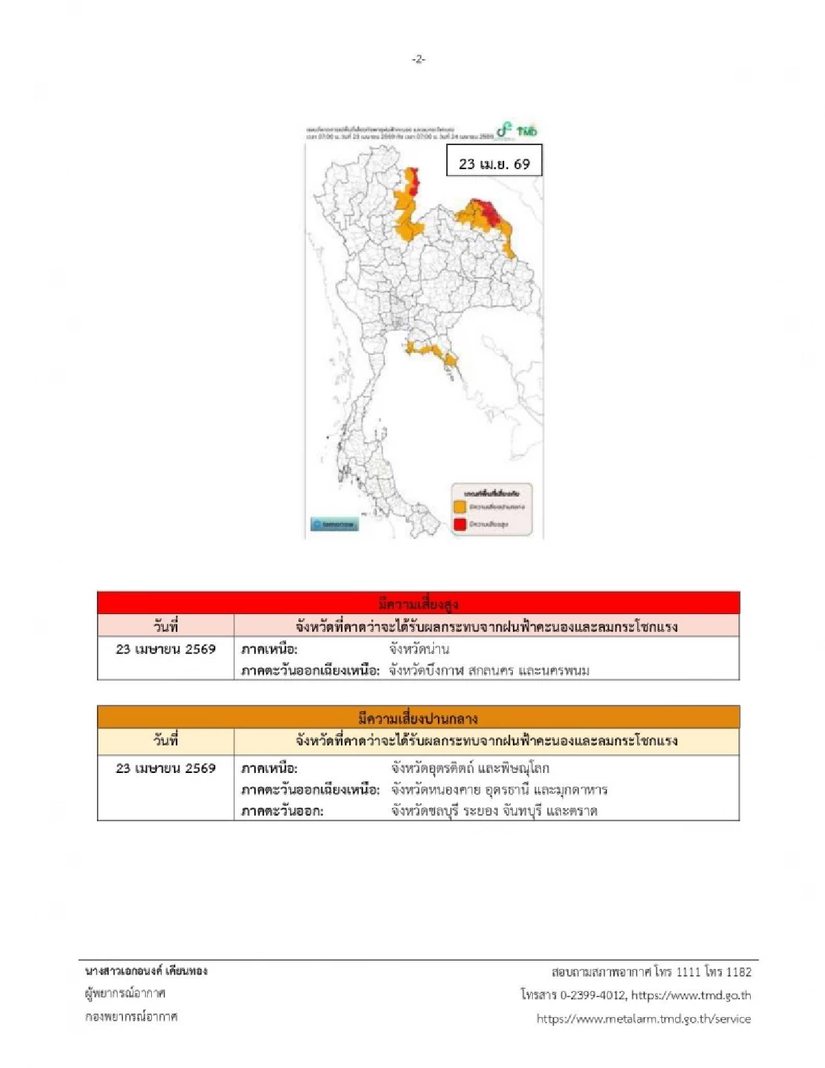 เปิดจังหวัดพื้นที่สีแดง เจอพายุฤดูร้อน ฝนฟ้าคะนอง 23-25 เม.ย. นี้