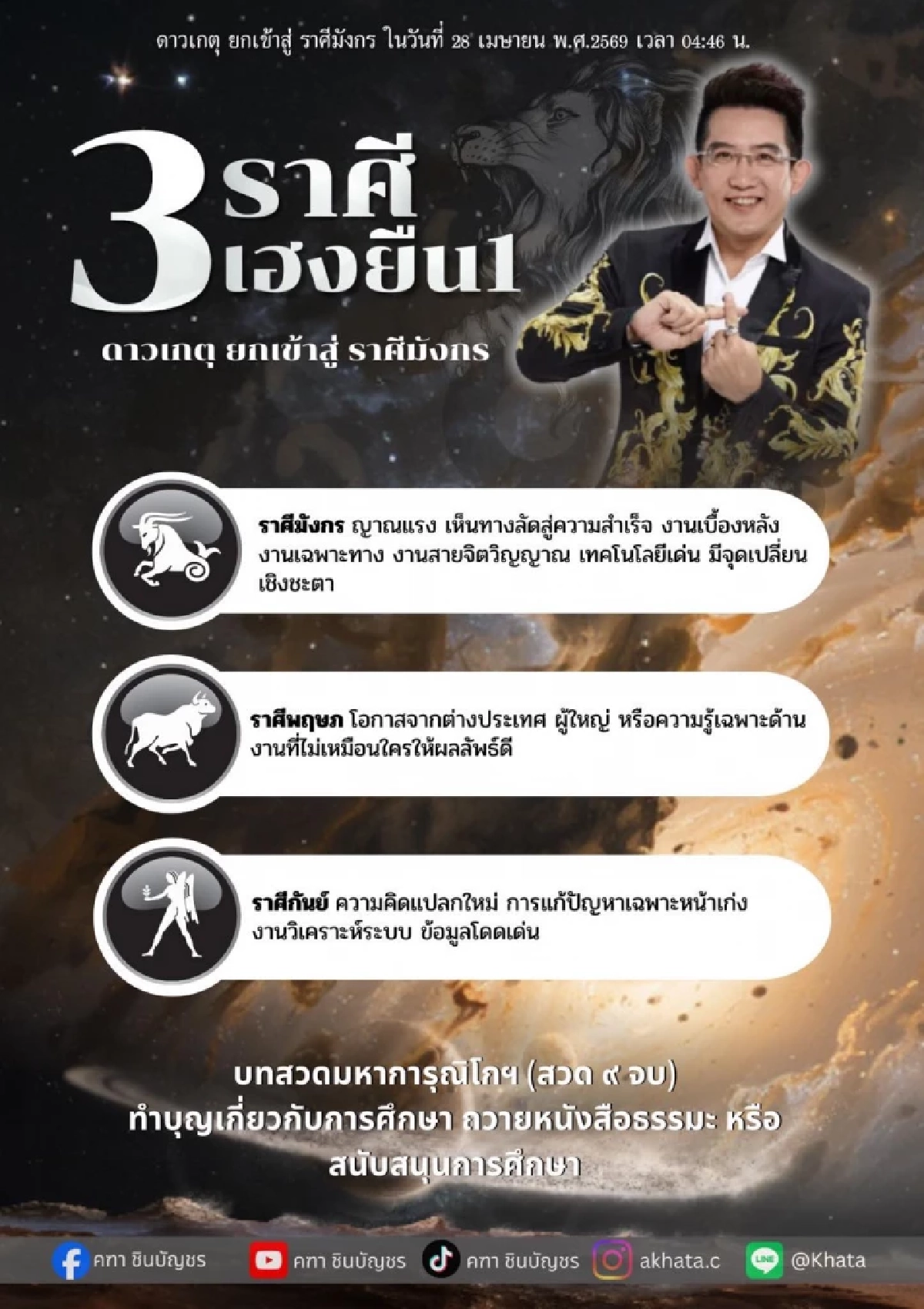 3 ราศีเท่านั้น อ.คฑา ชี้ ดาวเกตุย้าย 28 เม.ย. นี้ ดวงเฮงยืนหนึ่ง