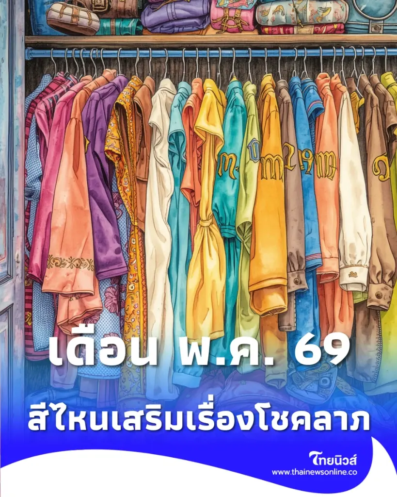เปิดสีเสื้อมงคล เดือนพฤษภาคม 2569 สีไหนเสริมเรื่องโชคลาภ มีคำตอบ