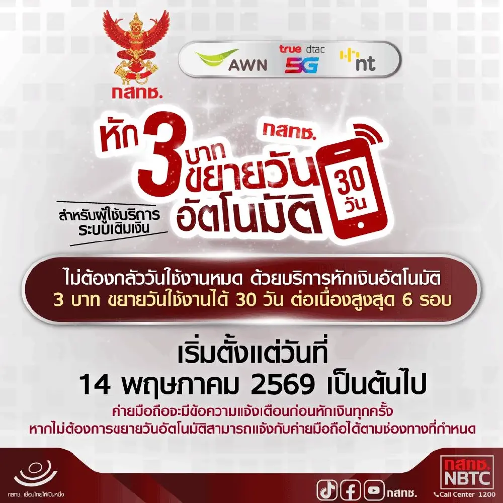 หมดปัญหาลืมเติมเงินแล้วโดนตัดเบอร์ ล่าสุด กสทช.ออกมาตรการใหม่