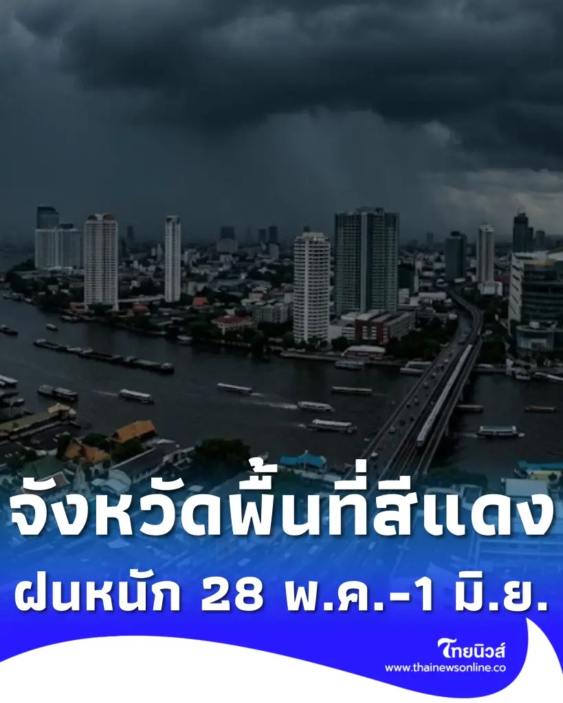 จังหวัดพื้นที่สีแดง เจอมรสุม ฝนตกหนักถึงหนักมาก 28 พ.ค. – 1 มิ.ย. 
