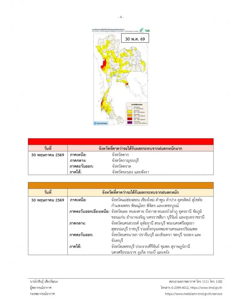 จังหวัดพื้นที่สีแดง เจอมรสุม ฝนตกหนักถึงหนักมาก 28 พ.ค. – 1 มิ.ย. 