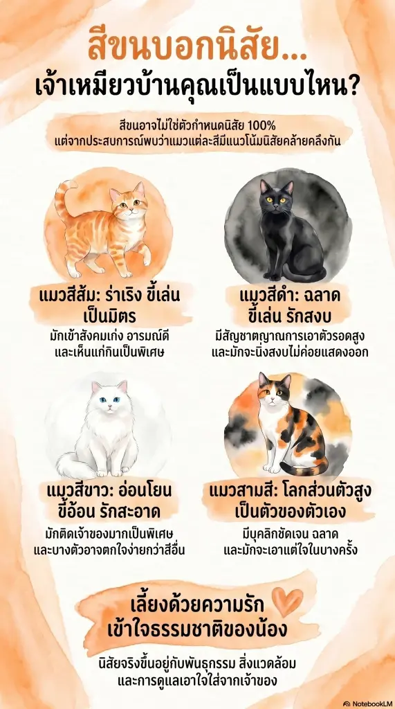 เปิดสถิตินิสัยแมวตามสีขน เช็กพฤติกรรมแต่ละสีต่างกันอย่างไร