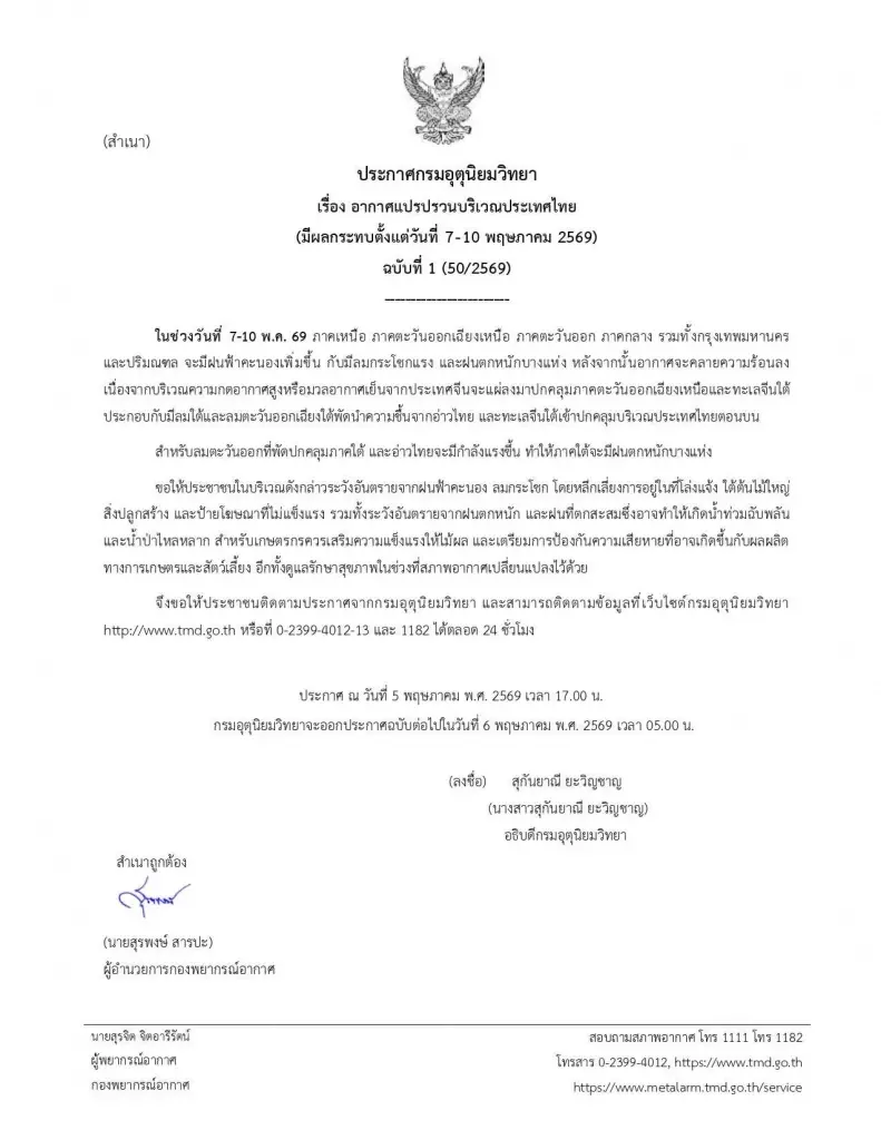 เตรียมรับมือ! ไทยตอนบนจ่อเจอพายุฝน กระหน่ำหนัก 4 วันรวด