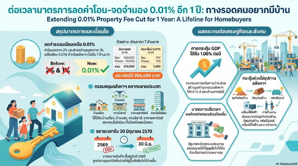 ครม. สั่งลุยต่อ! ลดค่าโอน-จำนอง 0.01% ยาวถึงกลางปี 2570