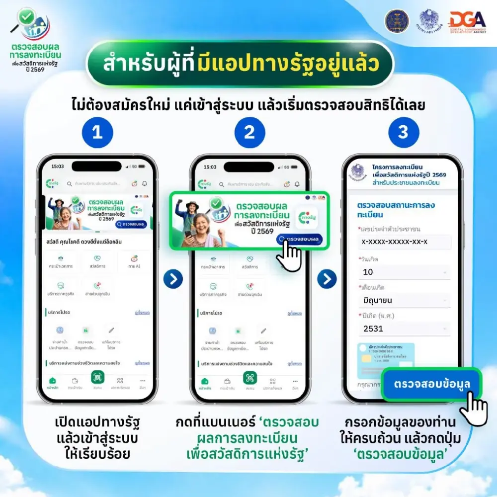 วิธีตรวจสอบสถานะ ผลลงทะเบียนยืนยันบัตรสวัสดิการแห่งรัฐ แอปทางรัฐ 