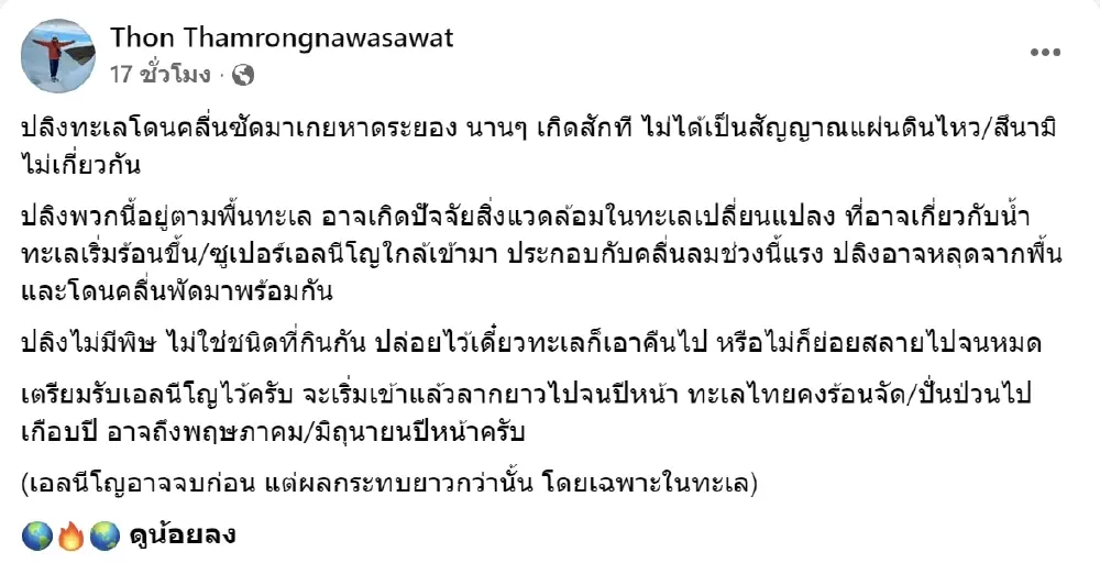 อ.ธรณ์ เฉลยแล้วมาจากไหน ปลิงทะเลสีชมพู เกยตื้นเกลื่อนหาดระยอง