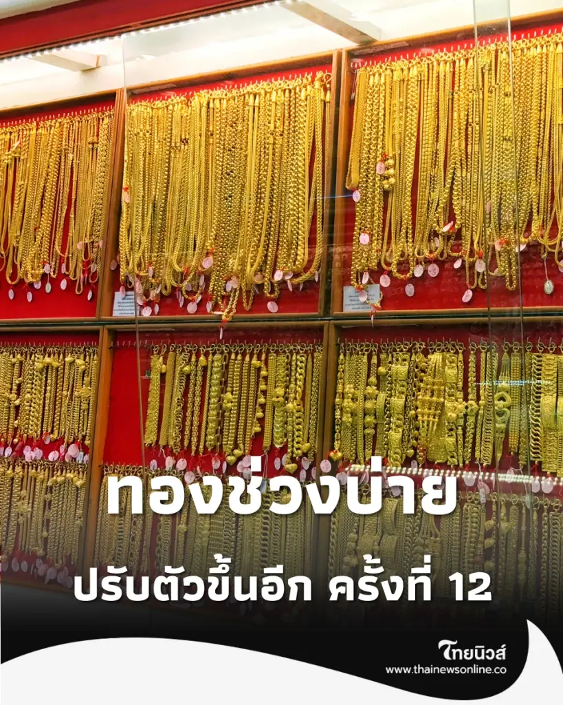 อัปเดตราคาทองช่วงบ่าย 23 มิ.ย. 2569 มีปรับตัวขึ้นอีก ครั้งที่ 12