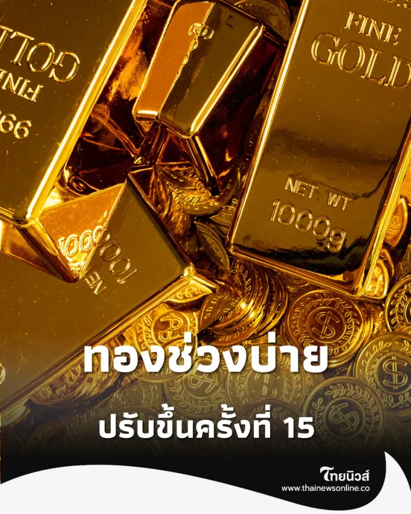 อัปเดตราคาทองช่วงบ่าย 26 มิ.ย. 2569 ราคาทองปรับขึ้นครั้งที่ 15