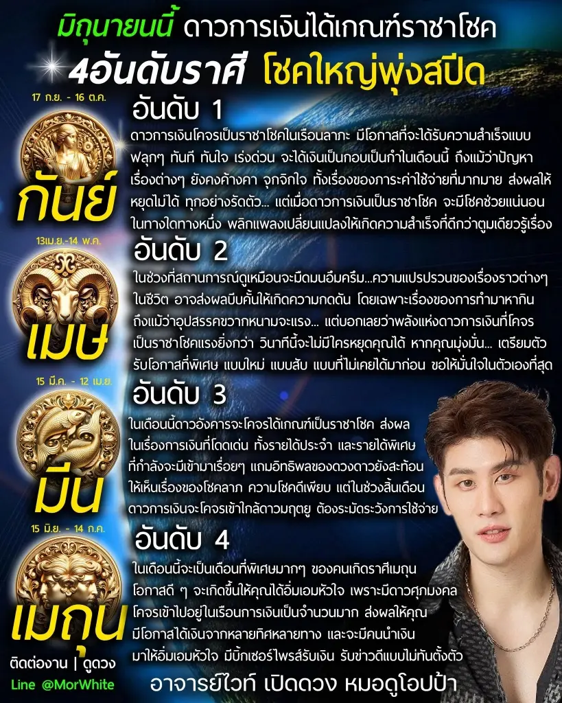 สะเทือน 4 ราศี เดือนมิถุนายน ดาวการเงินได้เกณฑ์ราชาโชค 