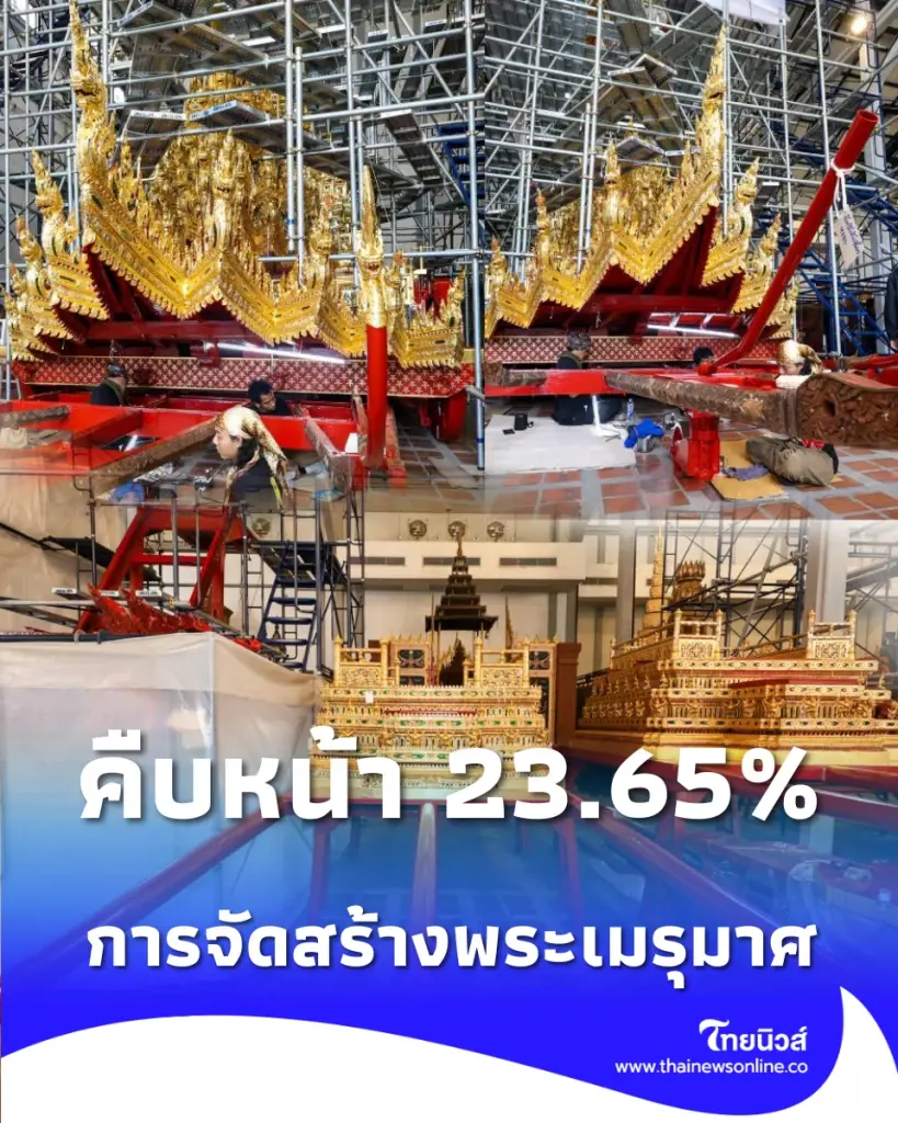 ความคืบหน้า พระเมรุมาศและสิ่งปลูกสร้างประกอบพระราชพิธี รุดหน้าแล้วกว่า 23%