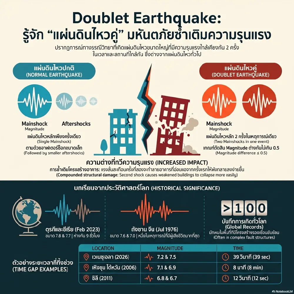 เจาะลึก แผ่นดินไหวคู่ ปรากฏการณ์ภัยมรณะถล่มซ้ำรุนแรงคูณสอง
