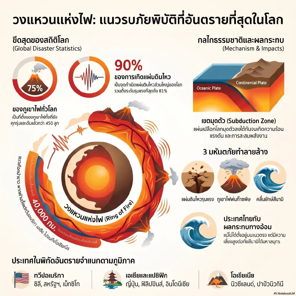 เจาะลึกวงแหวนแห่งไฟ แนวเกือกม้ามฤตยู เขย่าแผ่นดิน 90% ของโลก