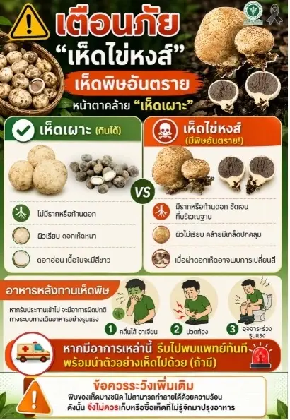 เตือนภัยร้ายหน้าฝน! กินเห็ดป่าทำตับไตวาย ดับแล้ว 3 ราย
