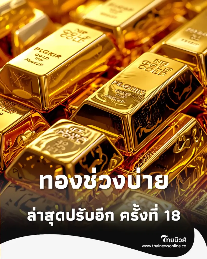 อัปเดตราคาทองช่วงบ่าย 19 มิ.ย. 69 ล่าสุดปรับอีก ครั้งที่ 18
