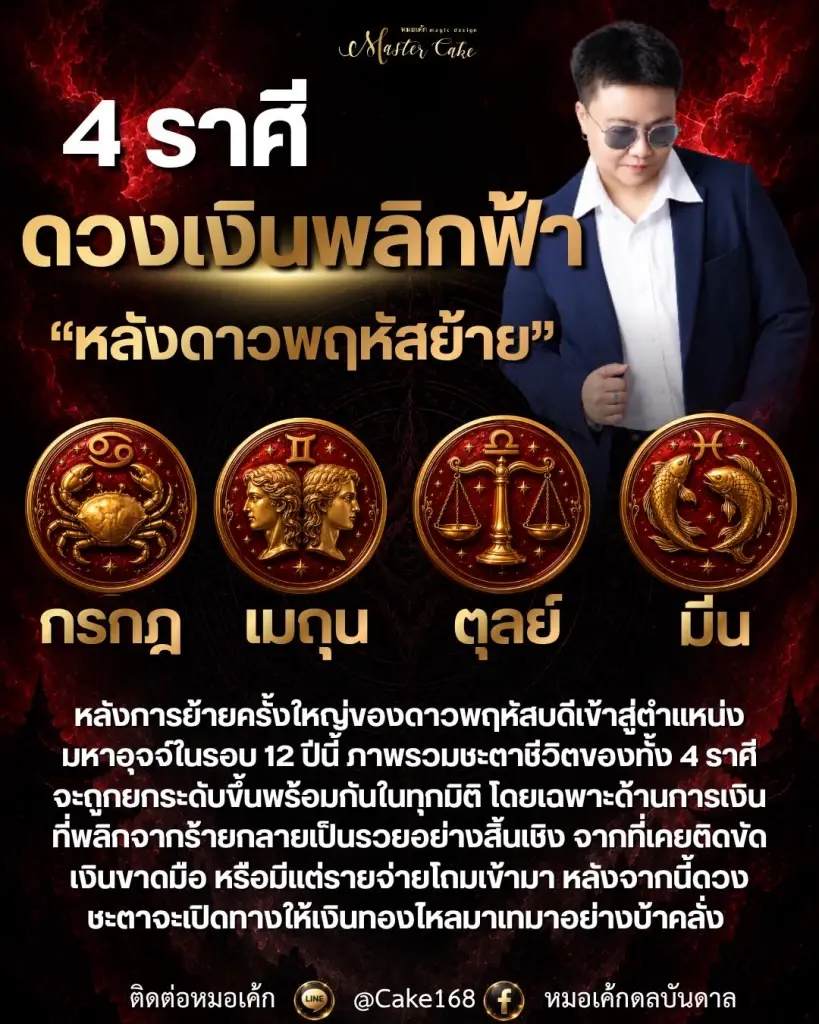 4 ราศี ดาวพฤหัสย้ายพลิกจากร้าย กลายเป็นรวย เงินทองไหลมาเทมา