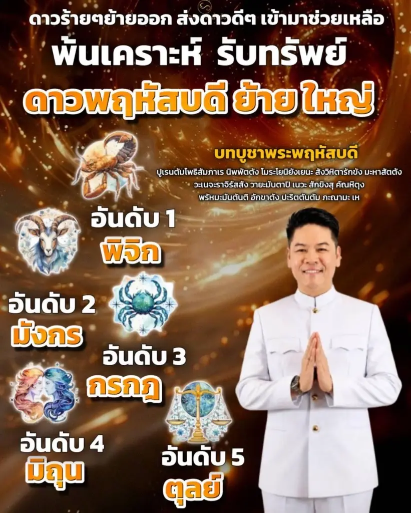 5 ราศีเท่านั้น ดาวพฤหัสย้ายประทานโชค พ้นเคราะห์ รับทรัพย์ 