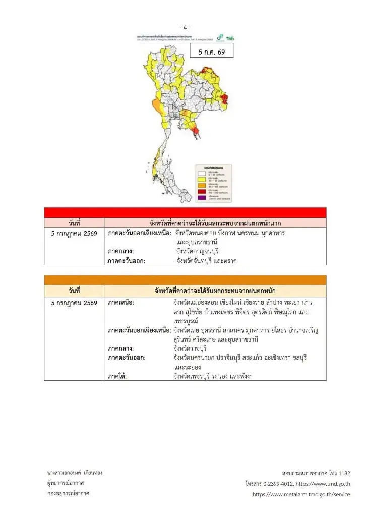 เปิดจังหวัดพื้นที่สีแดง เจออิทธิพลพายุไมสัก ฝนตกหนักมาก 3-6 ก.ค.
