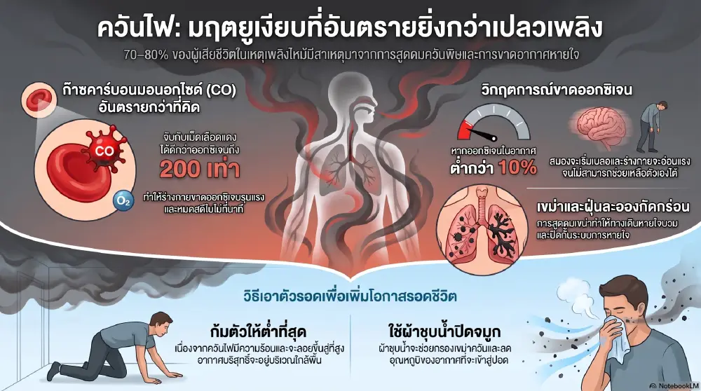 โอกาสสูงถึง 70-80% เผยสาเหตุการเสียชีวิตอันดับหนึ่งจากไฟไหม้