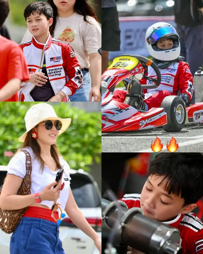 ลูกชาย แม่ชมพู่ ซิ่งโกคาร์ทแซงโค้งสุดท้าย คว้าถ้วยชนะเลิศ