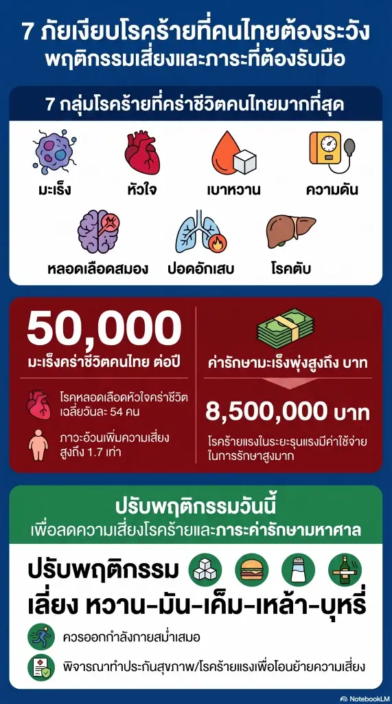 สถิติ 7 โรคร้ายที่คนไทยเป็นมากที่สุด แถมค่ารักษาสูงพุ่งแตะล้าน