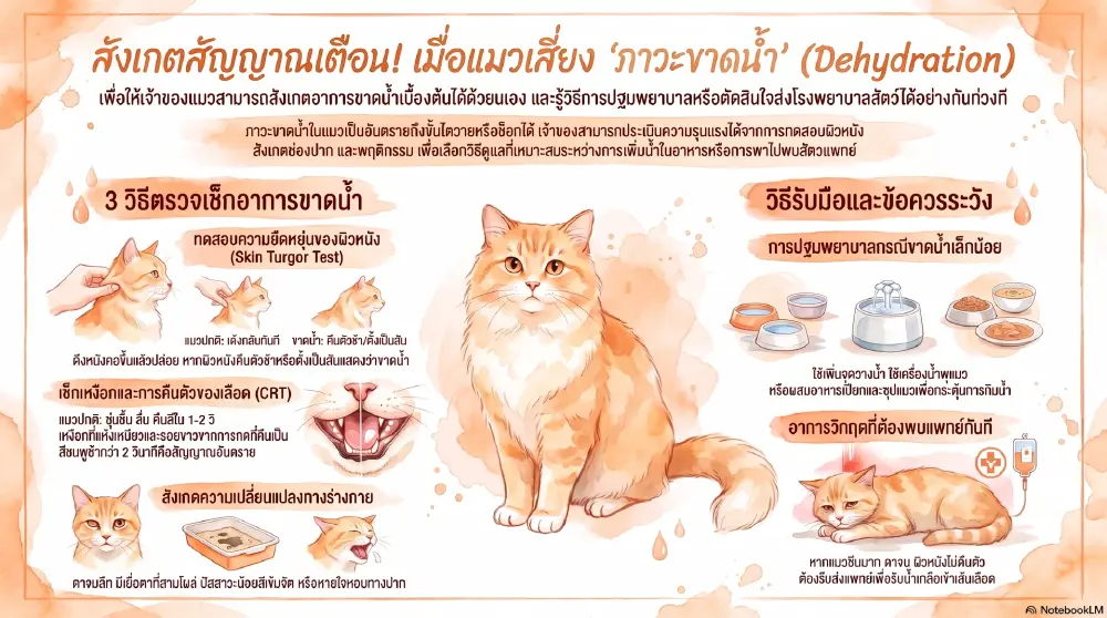 เช็กด่วน! 4 สัญญาณแมวขาดน้ำ ชะล่าใจเสี่ยงไตวาย