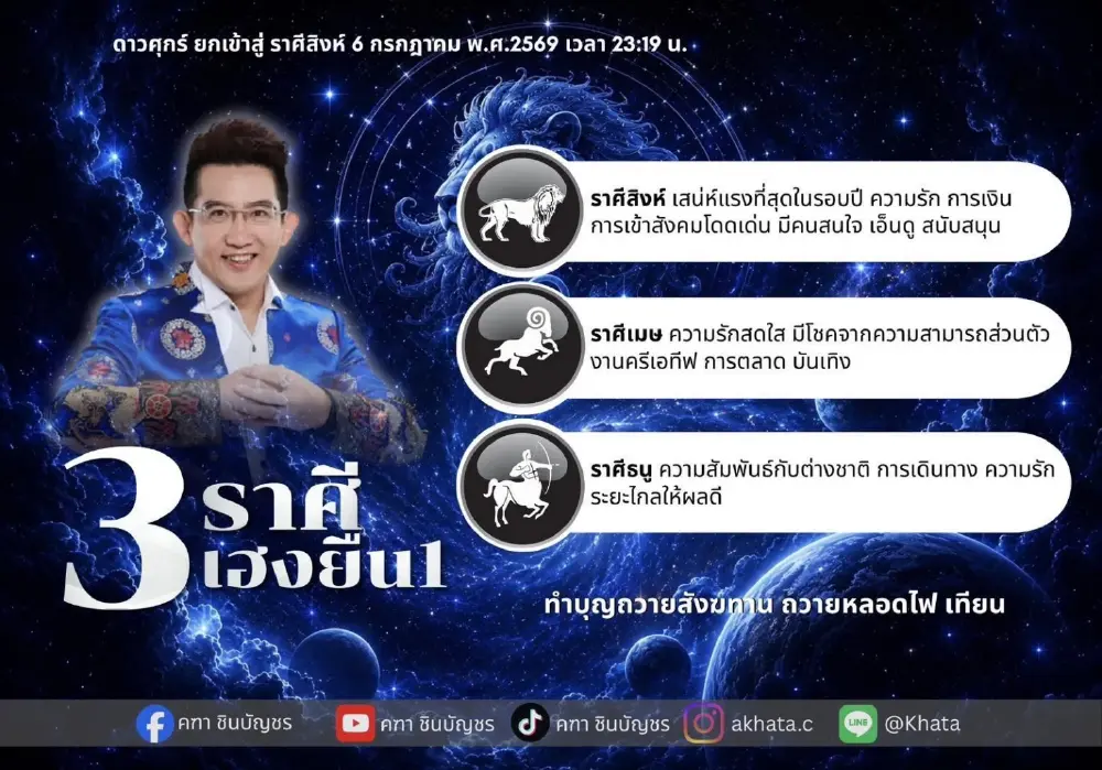 3 ราศีเท่านั้น อ.คฑา ชี้ชัด ดาวศุกร์ย้าย 6 ก.ค. ดวงเฮงยืนหนึ่ง