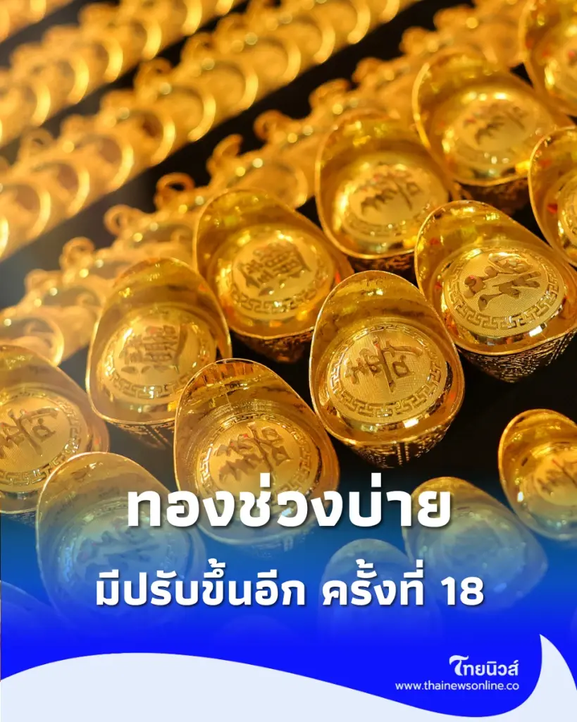อัปเดตราคาทองช่วงบ่าย 9 ก.ค. 69 ราคาทองมีปรับขึ้นอีก ครั้งที่ 18